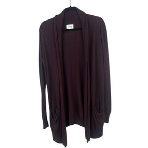 Wilfred Silk Cashmere Blend Burgundy Cardigan Sweater Open Front Relaxed Fit Med